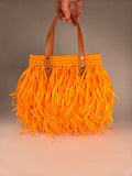 Crocheted Fringe Raffia – Orange Summer