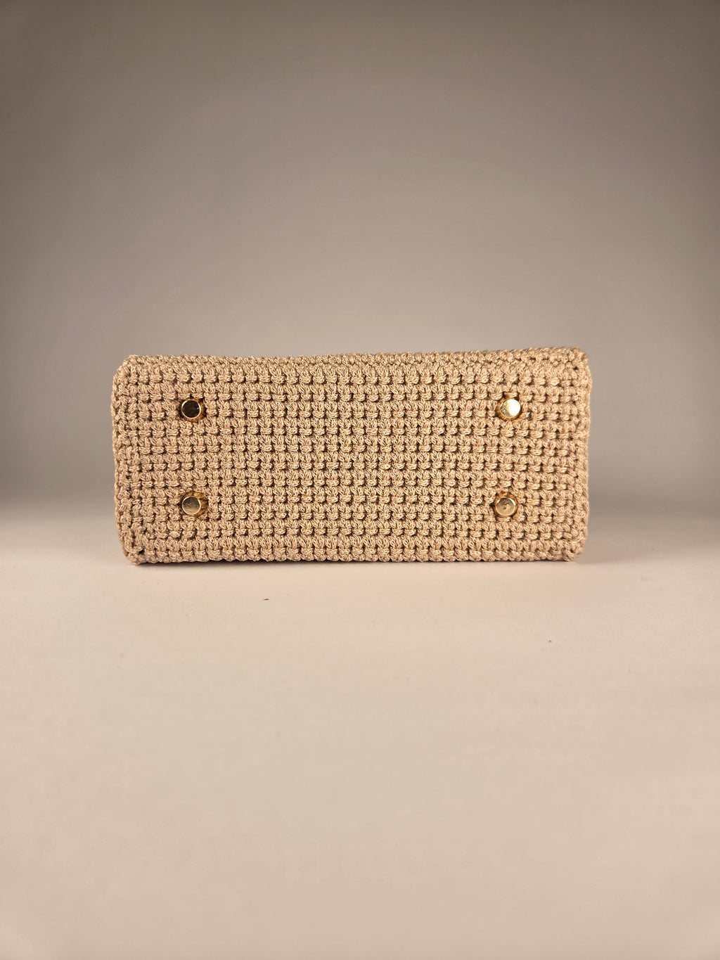 Designer Boxy Canvas Handbag in Beige