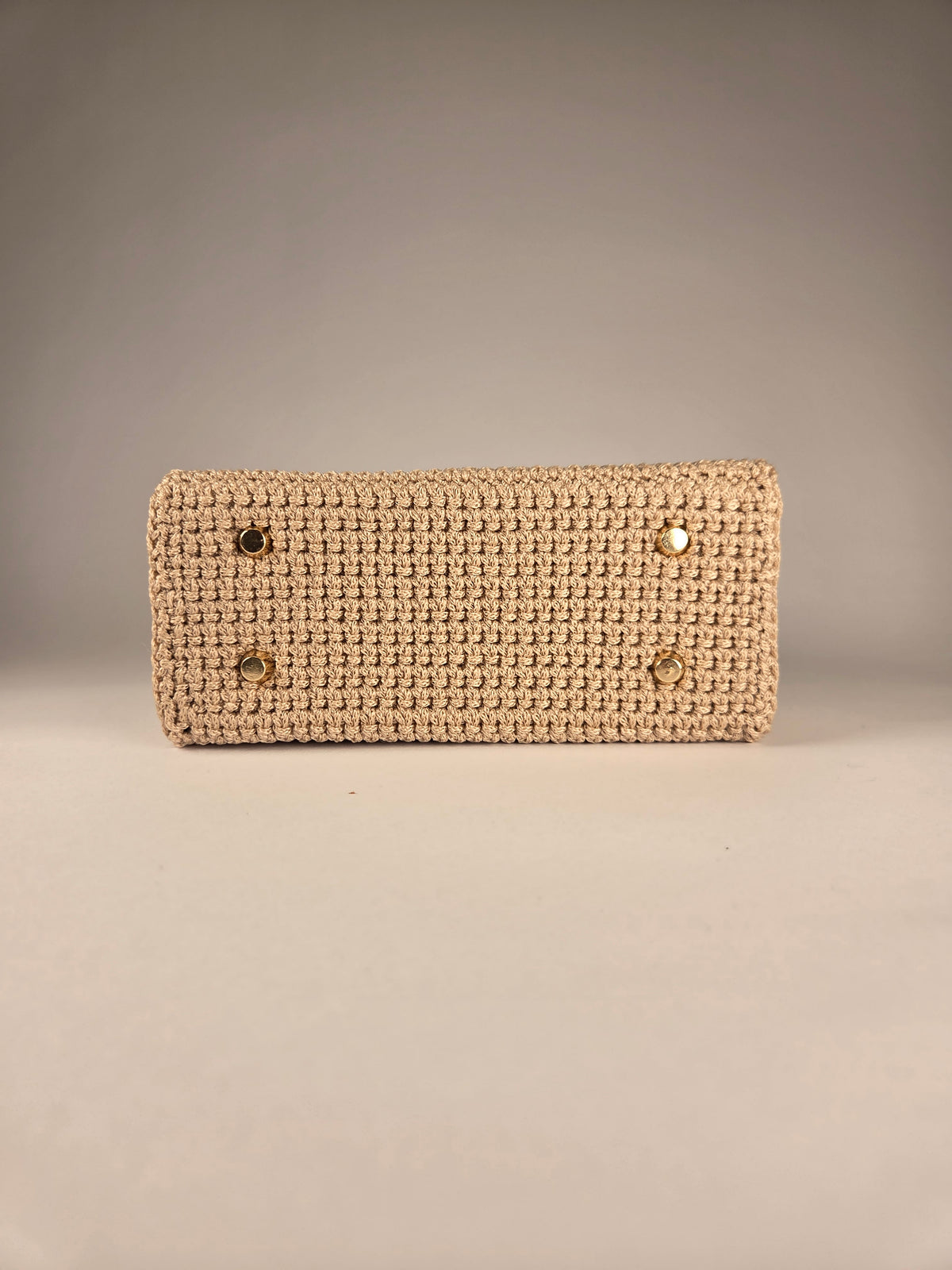 Designer Boxy Canvas Handbag in Beige