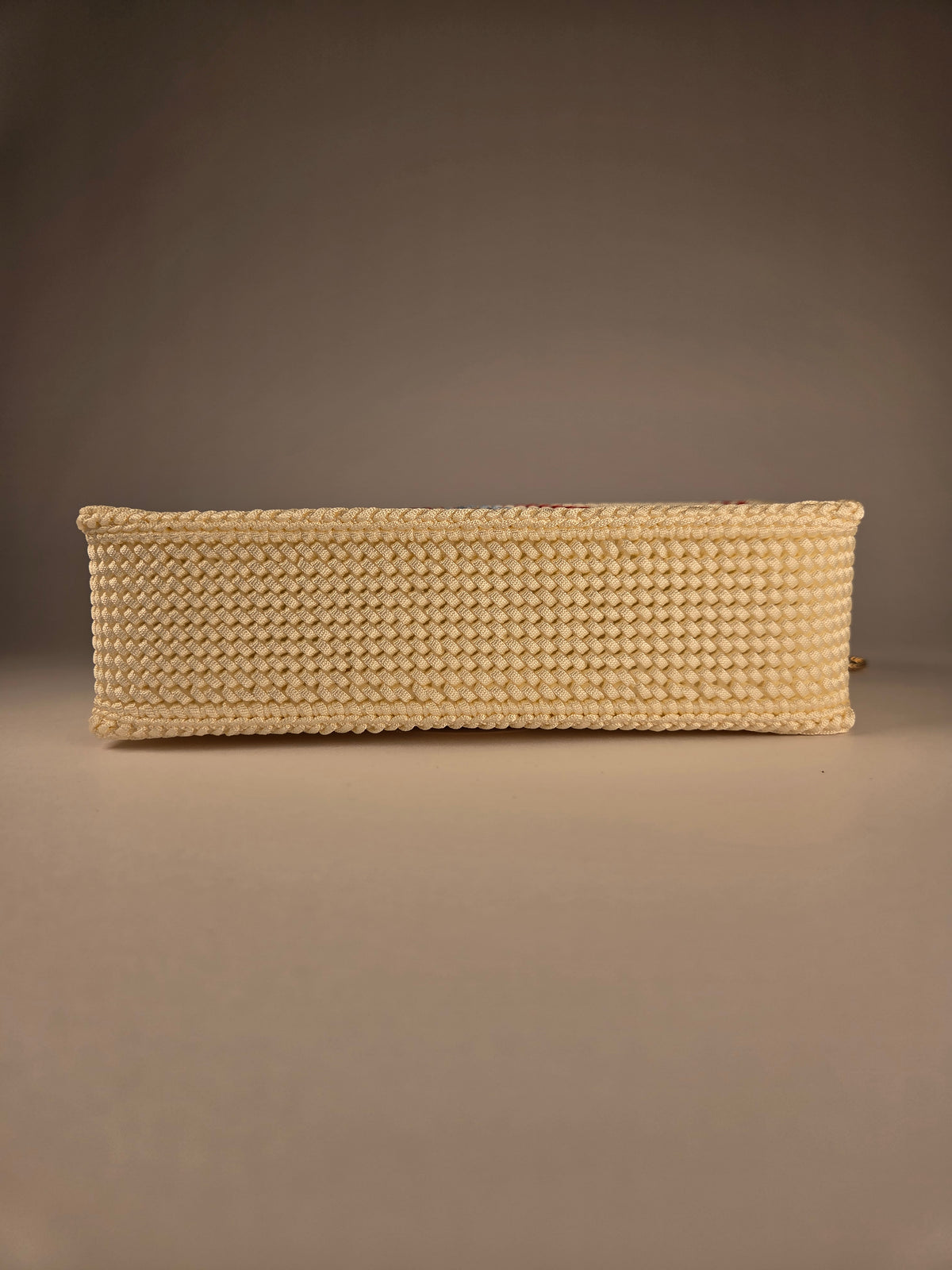 Exclusive Canvas Crossbody Bag, Red-Blue-Gold Pattern & Gold Chain