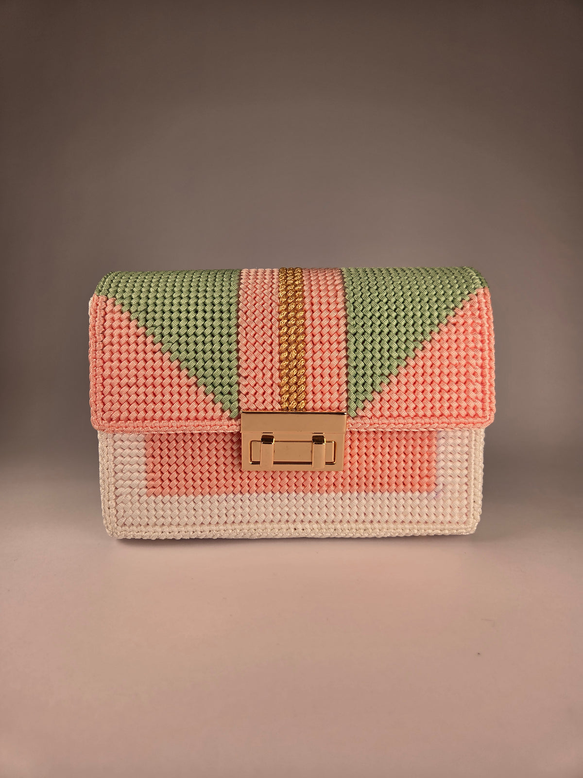 Geometric Colour Block Canvas Handbag – Unique handcrafted item