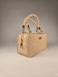Designer Boxy Canvas Handbag in Beige