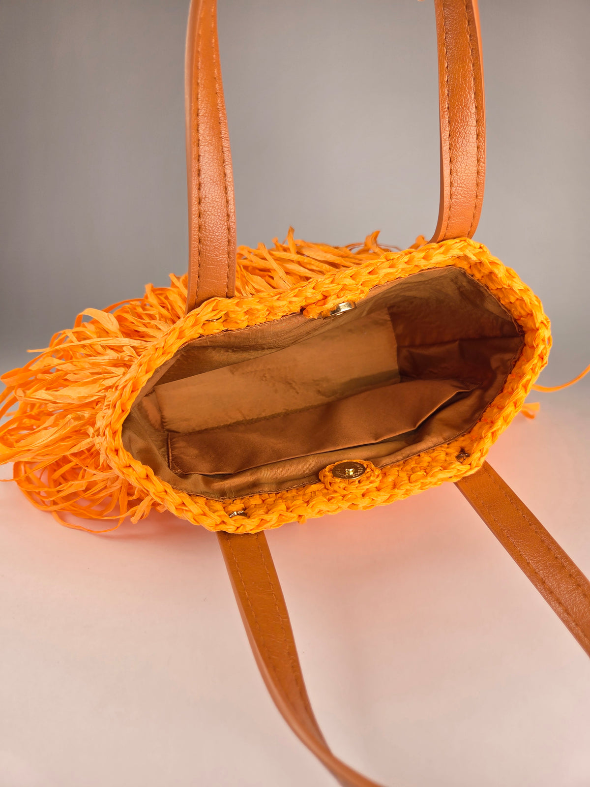 Crocheted Fringe Raffia – Orange Summer