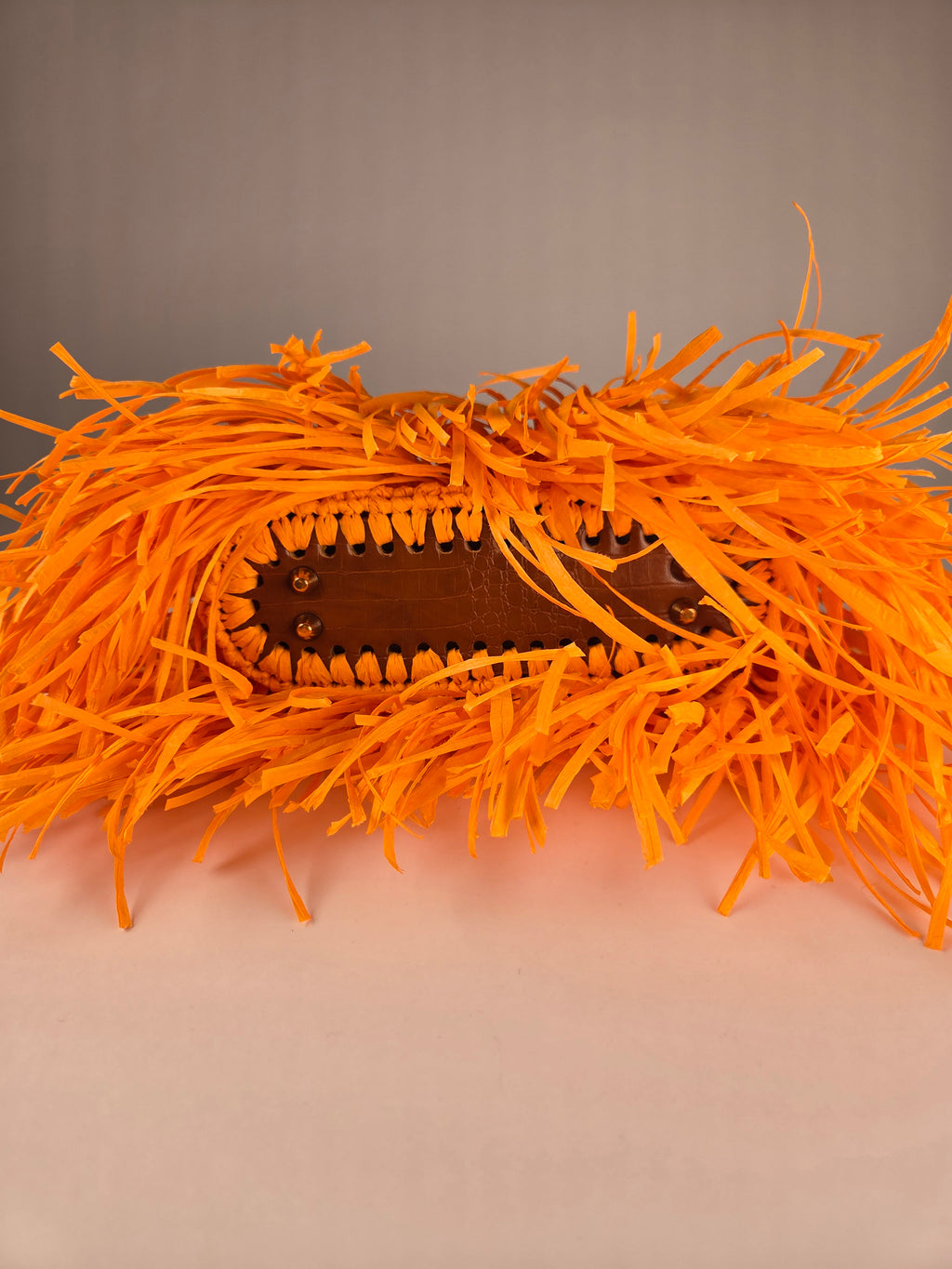 Crocheted Fringe Raffia – Orange Summer