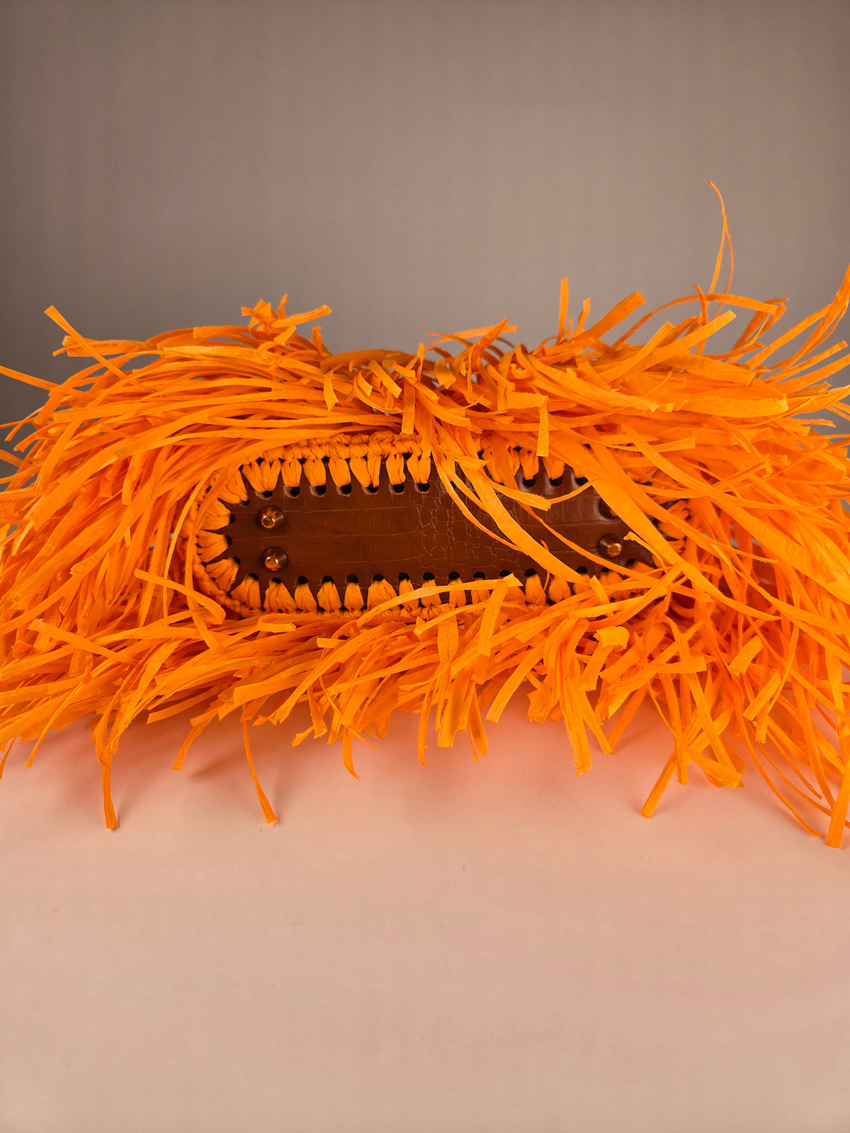 Crocheted Fringe Raffia – Orange Summer